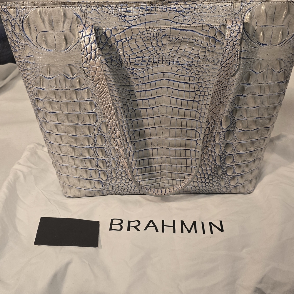 Brahmin Silver Crocodile Embossed Women's Bag